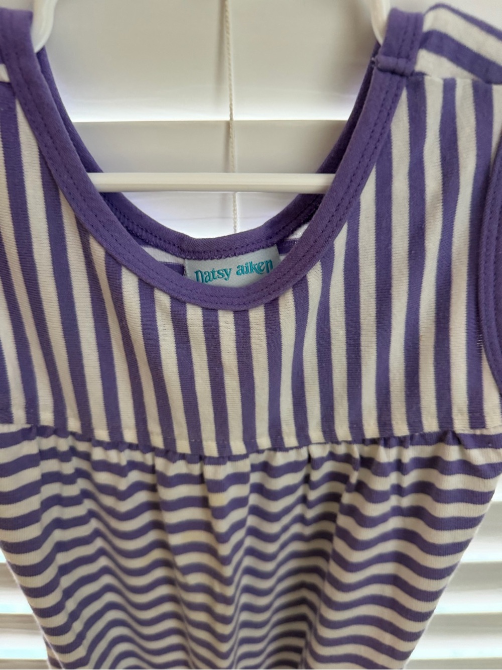 Navy Aiken Purple & White Striped Girls' Dress